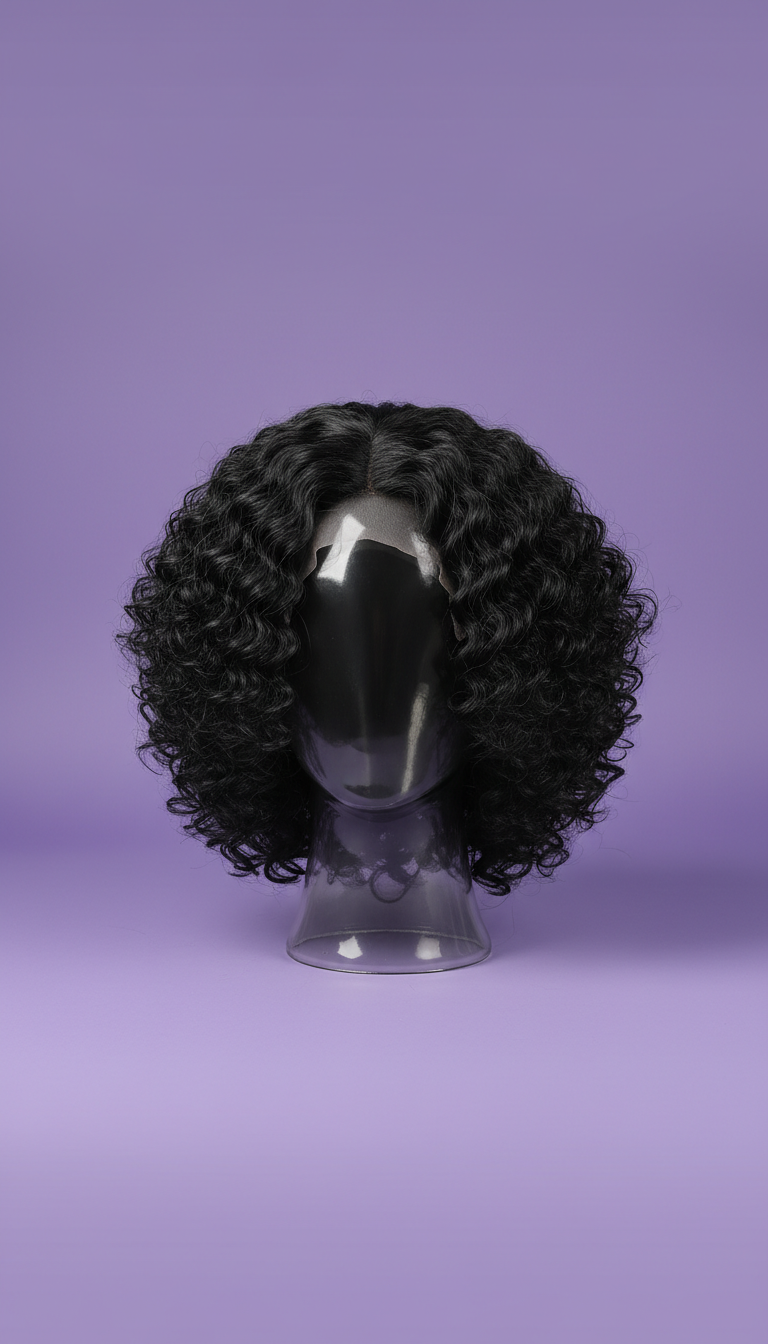 Curly Bob Synthetic Wig With Natural Part