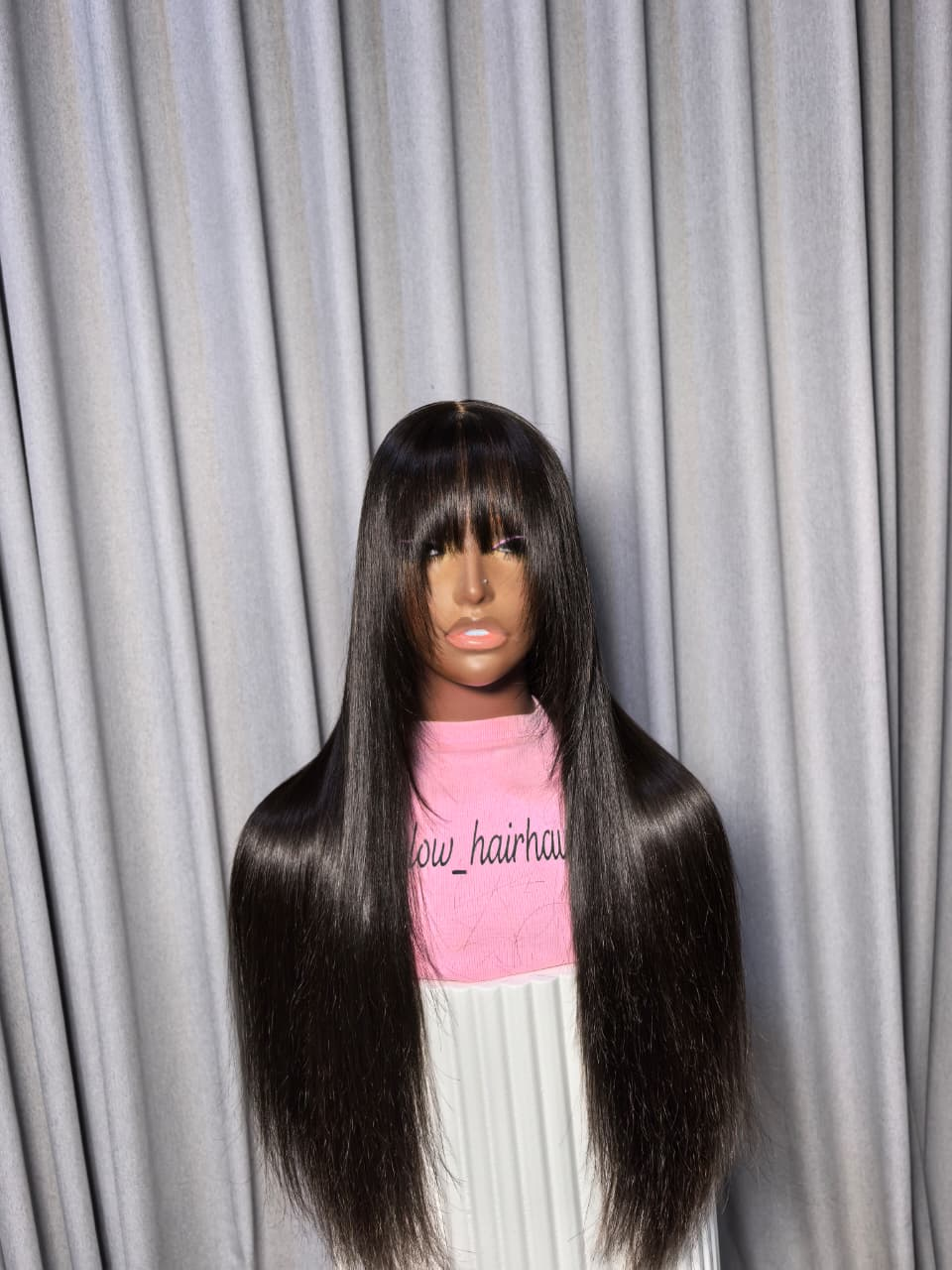 Human Hair Fringe Wig for Women – Natural Black, Full & Silky